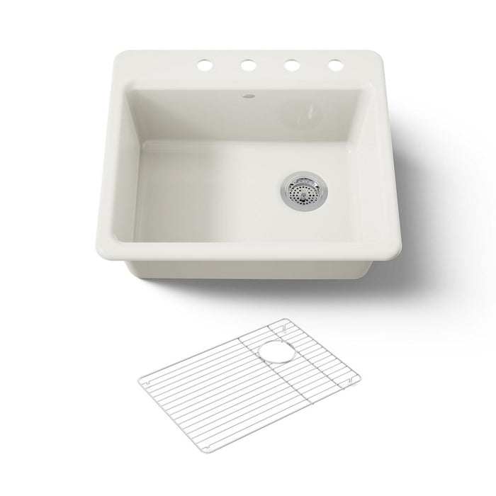 KOHLER K-5872-4A1 Riverby 25" top-mount single-bowl kitchen sink, biscuit - view 5