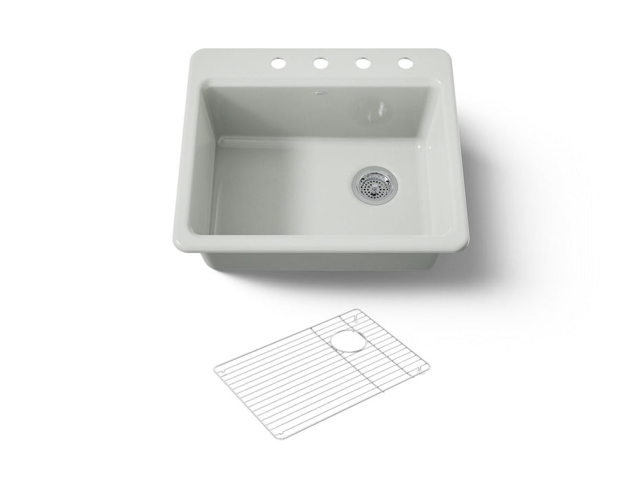 KOHLER K-5872-4A1 Riverby 25" top-mount single-bowl kitchen sink, sea salt