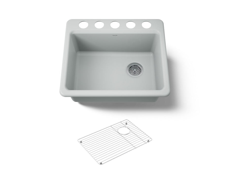 KOHLER K-5872-5UA1 Riverby 25" undermount single-bowl kitchen sink, ice grey