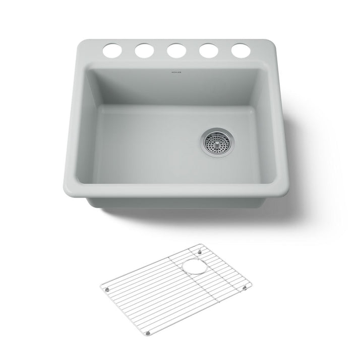 KOHLER K-5872-5UA1 Riverby 25" undermount single-bowl kitchen sink, ice grey - view 5