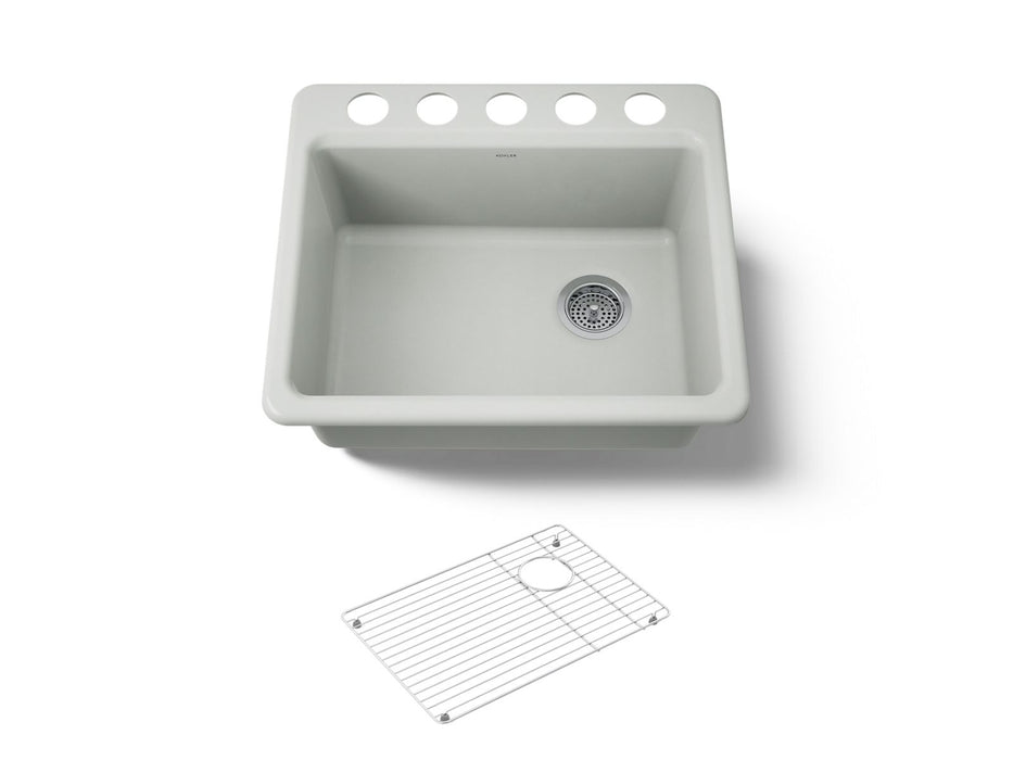 KOHLER K-5872-5UA1 Riverby 25" undermount single-bowl kitchen sink, sea salt