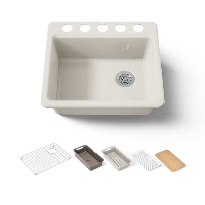 KOHLER K-5872-5UPC Riverby 25" undermount single-bowl workstation kitchen sink