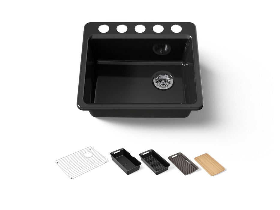 KOHLER K-5872-5UPC Riverby 25" undermount single-bowl workstation kitchen sink