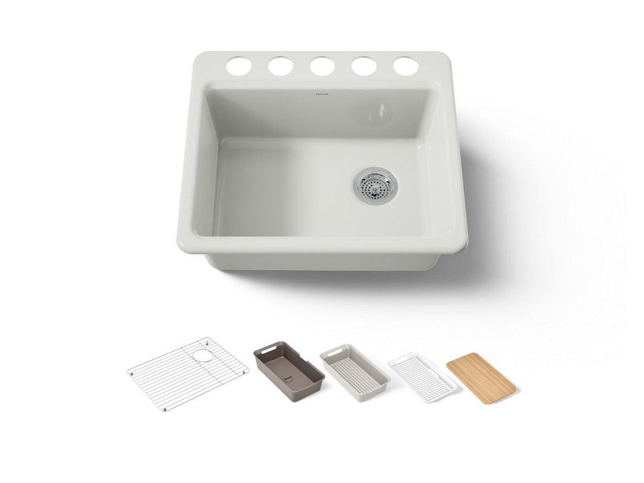 KOHLER K-5872-5UPC Riverby 25" undermount single-bowl workstation kitchen sink