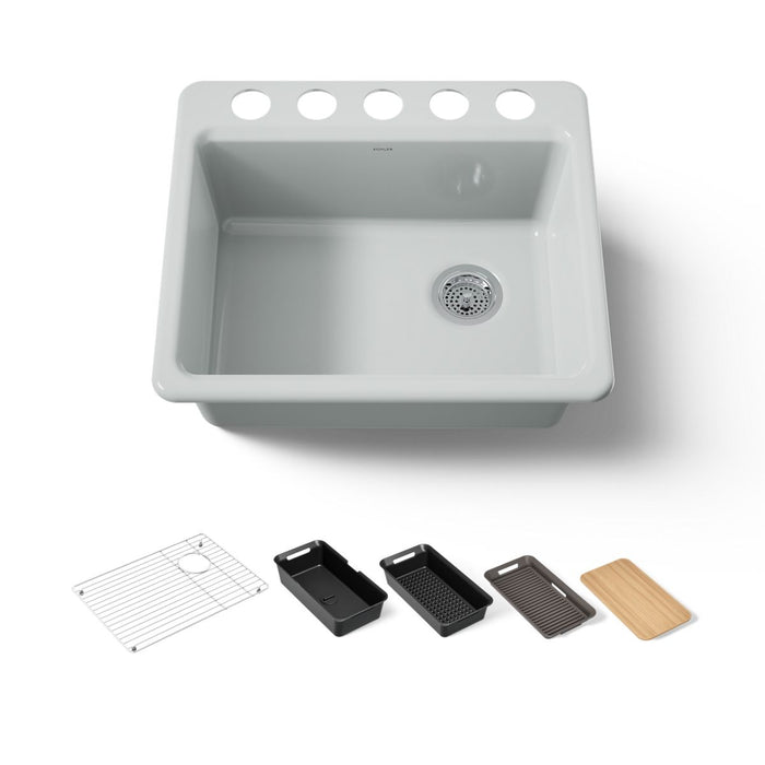 KOHLER K-5872-5UPC Riverby 25" undermount single-bowl workstation kitchen sink