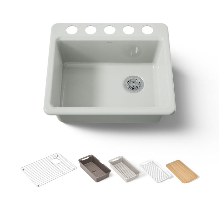 KOHLER K-5872-5UPC Riverby 25" undermount single-bowl workstation kitchen sink