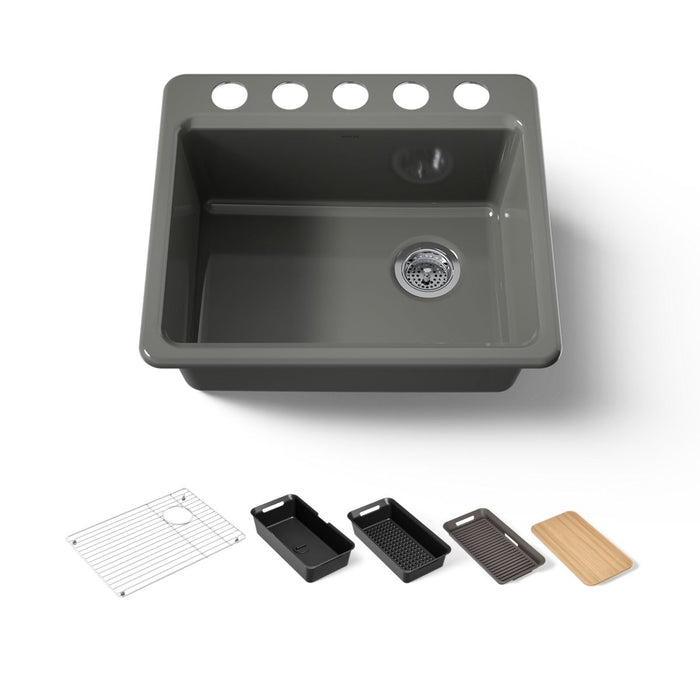 Kohler Riverby 25" undermount single-bowl workstation kitchen sink