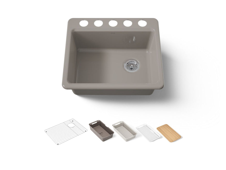 KOHLER K-5872-5UPC Riverby 25" undermount single-bowl workstation kitchen sink