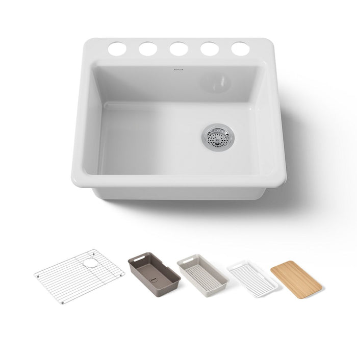 Kohler Riverby 25" undermount single-bowl workstation kitchen sink
