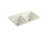 KOHLER K-5873-1 Deerfield 33" top-mount double-bowl kitchen sink, biscuit