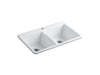 KOHLER K-5873-1 Deerfield 33" top-mount double-bowl kitchen sink, white