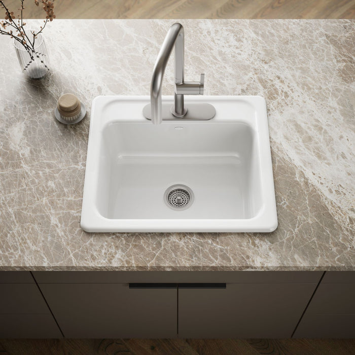 KOHLER K-5964-3 Mayfield 25" top-mount single-bowl kitchen sink