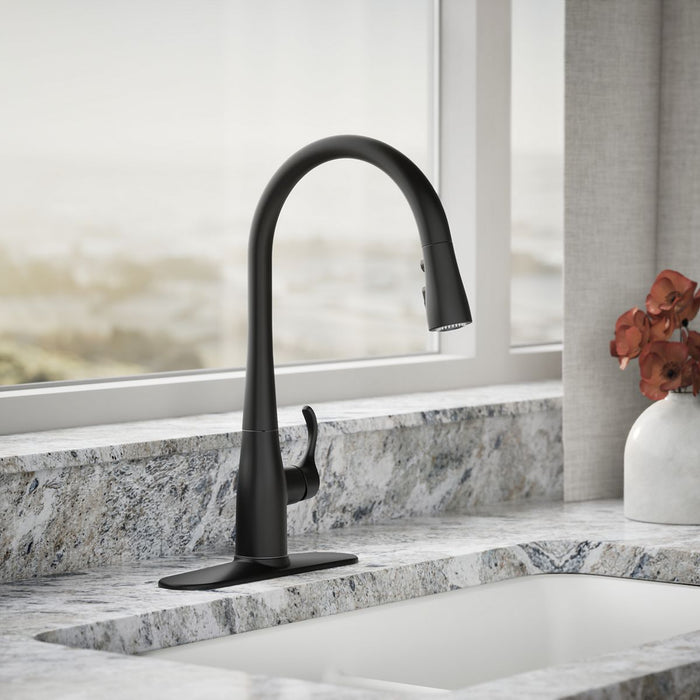 KOHLER KOHLER K-596 Simplice Pull-down kitchen sink faucet with three-function sprayhead