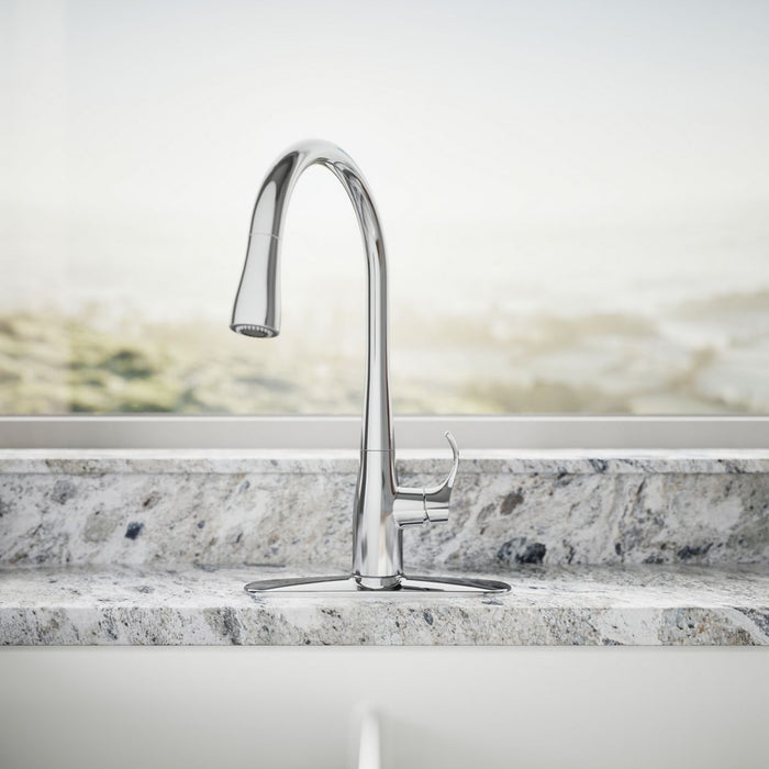 KOHLER KOHLER K-596 Simplice Pull-down kitchen sink faucet with three-function sprayhead