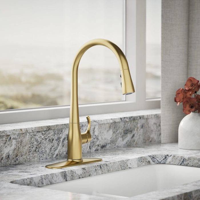 KOHLER KOHLER K-596 Simplice Pull-down kitchen sink faucet with three-function sprayhead