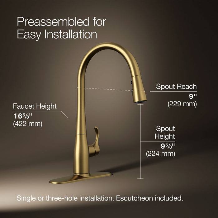 KOHLER KOHLER K-596 Simplice Pull-down kitchen sink faucet with three-function sprayhead