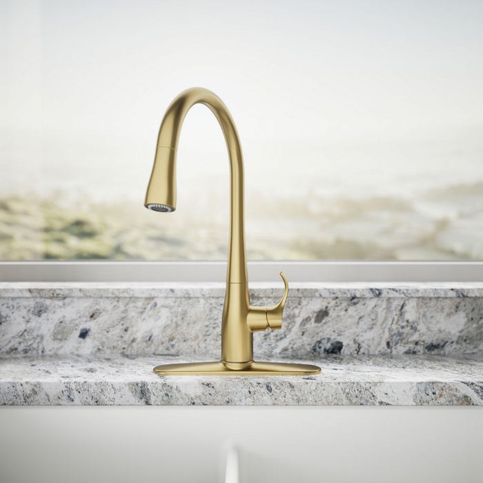 KOHLER KOHLER K-596 Simplice Pull-down kitchen sink faucet with three-function sprayhead