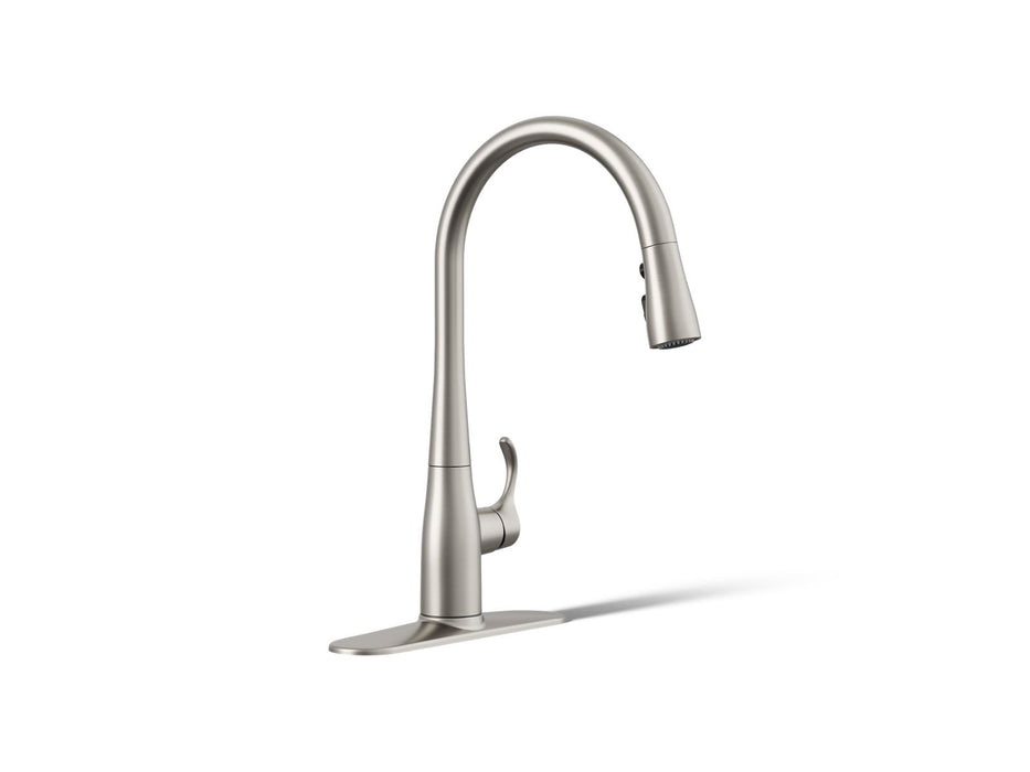 KOHLER KOHLER K-596 Simplice Pull-down kitchen sink faucet with three-function sprayhead