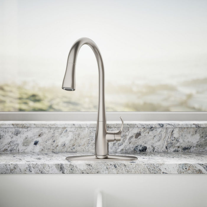 KOHLER KOHLER K-596 Simplice Pull-down kitchen sink faucet with three-function sprayhead