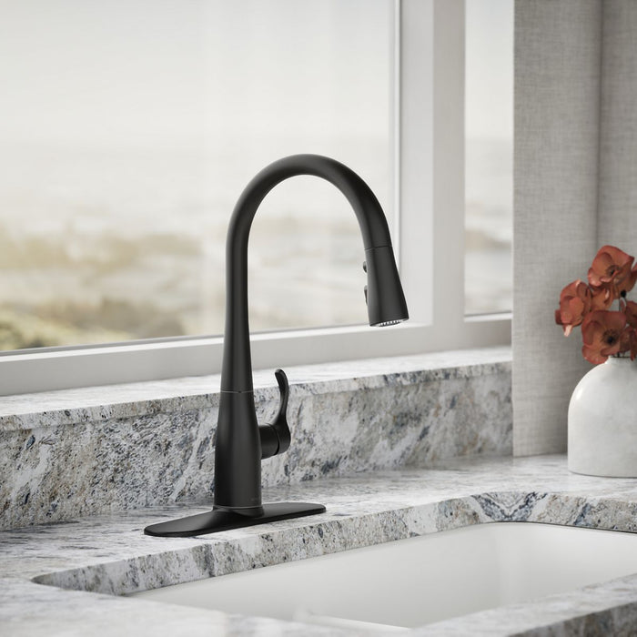 KOHLER Simplice Compact pull-down kitchen sink faucet with three-function sprayhead