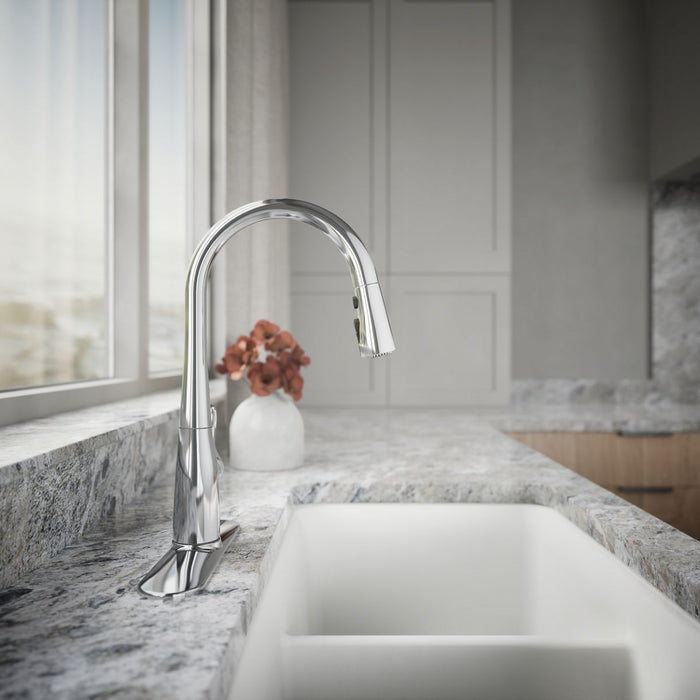 KOHLER Simplice Compact pull-down kitchen sink faucet with three-function sprayhead