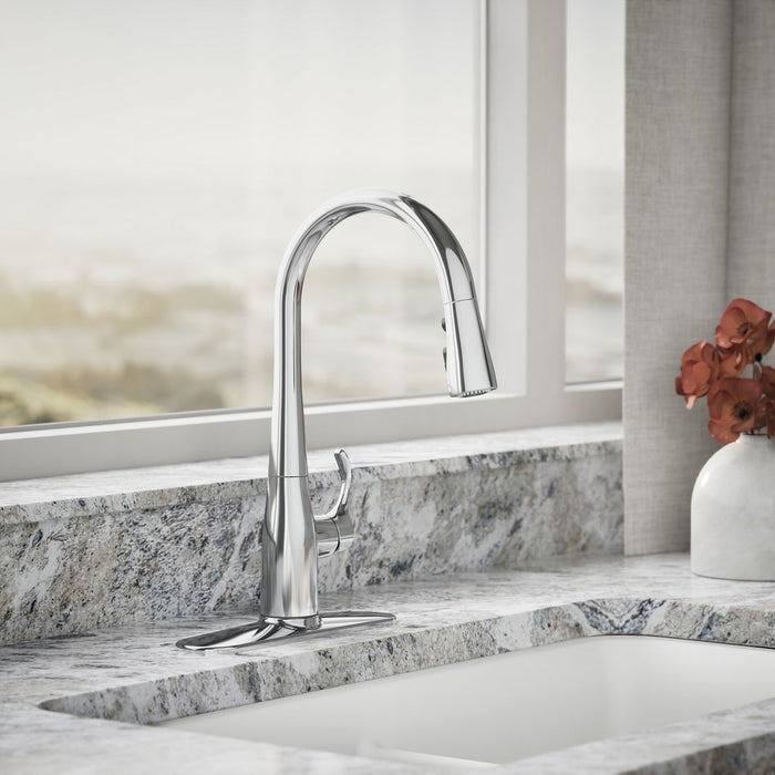 KOHLER Simplice Compact pull-down kitchen sink faucet with three-function sprayhead