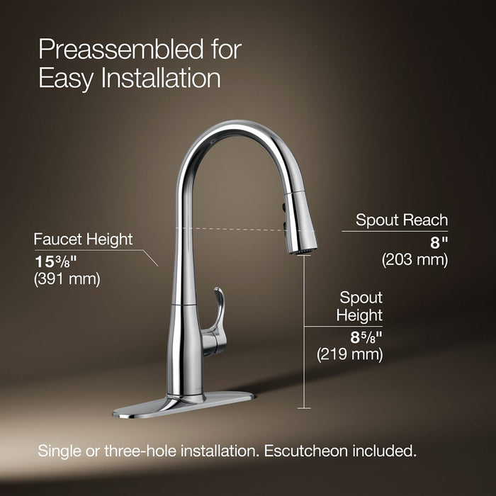 KOHLER Simplice Compact pull-down kitchen sink faucet with three-function sprayhead