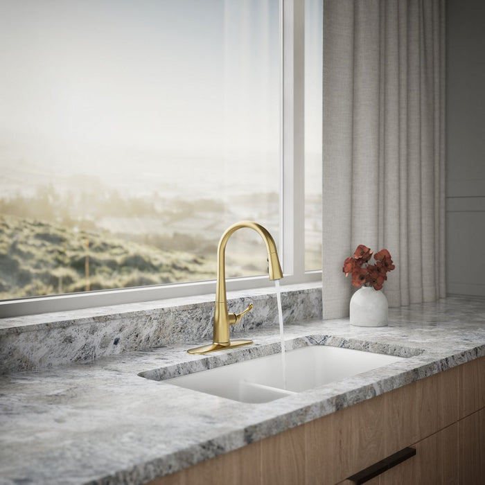 KOHLER Simplice Compact pull-down kitchen sink faucet with three-function sprayhead