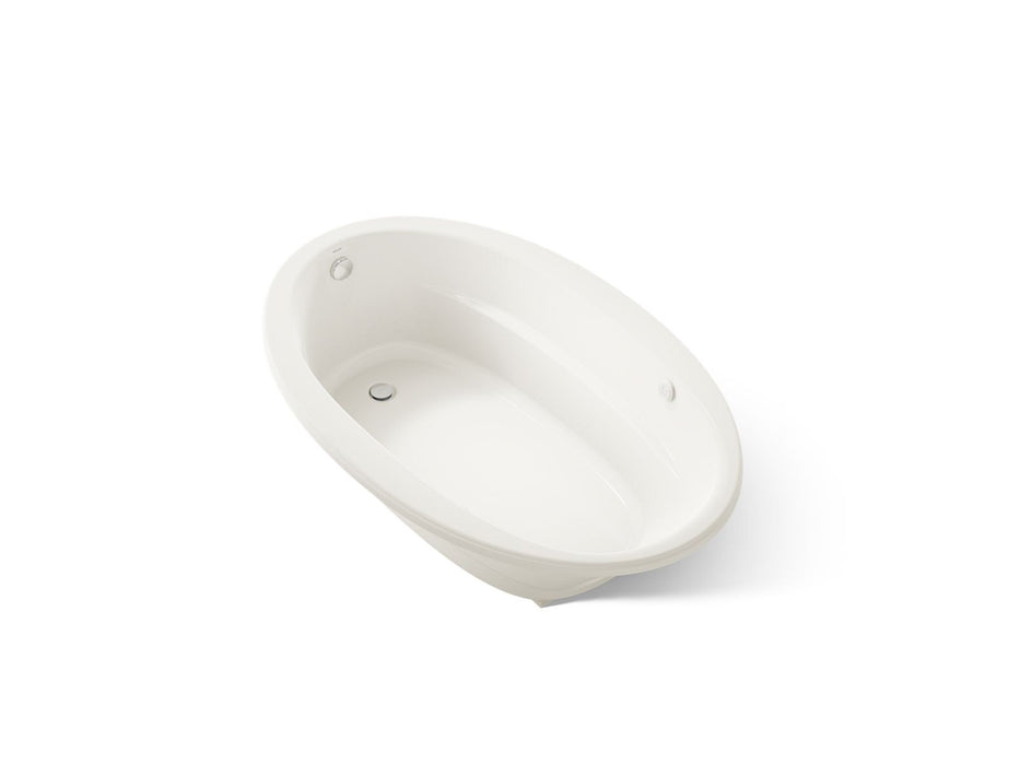 KOHLER K-6347-GHW Sunward 66" x 42" drop-in Heated BubbleMassage air bath with Bask heated surface, biscuit