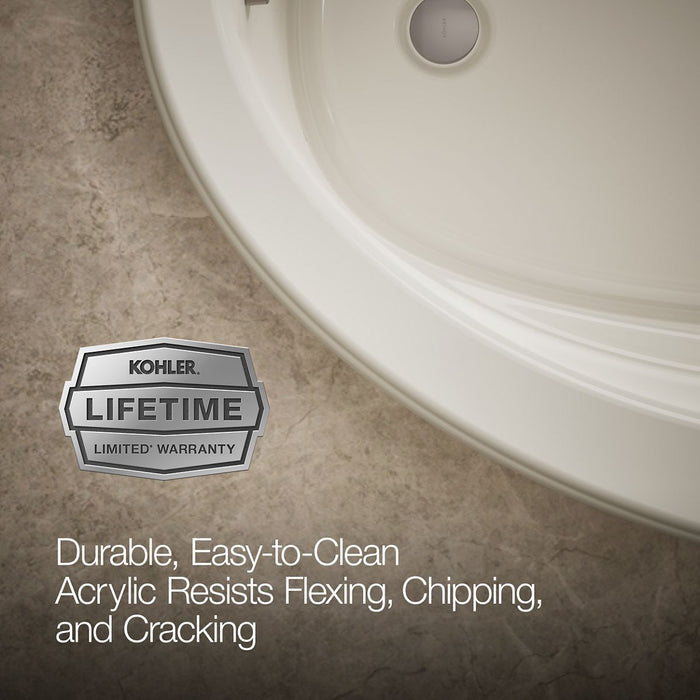 KOHLER K-6347-GHW Sunward 66" x 42" drop-in Heated BubbleMassage air bath with Bask heated surface, biscuit - view 4