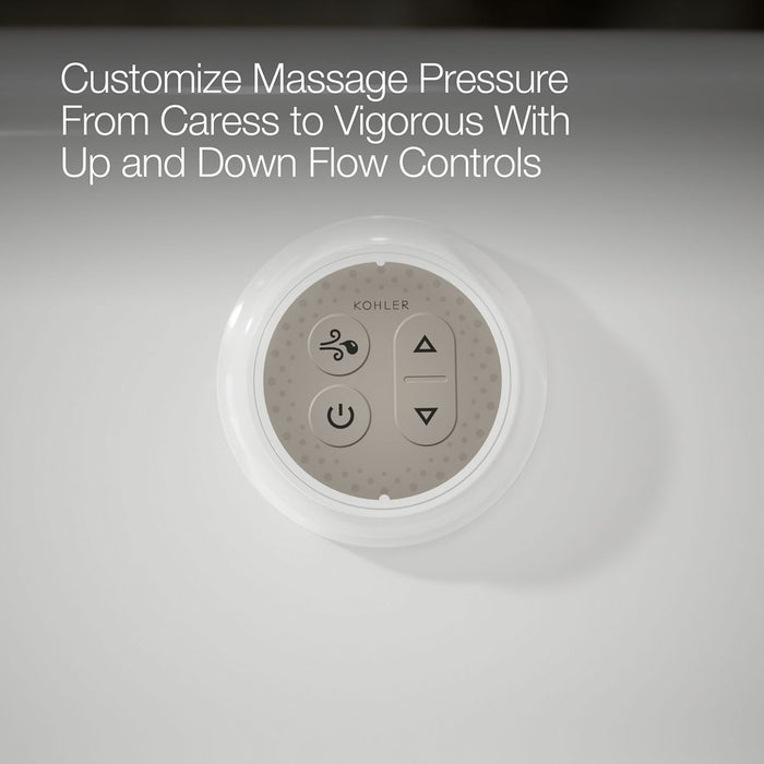 KOHLER K-6347-GHW Sunward 66" x 42" drop-in Heated BubbleMassage air bath with Bask heated surface, white - view 5