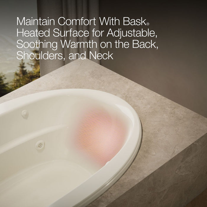 KOHLER K-6347-W1 Sunward 66" x 42" drop-in whirlpool bath with Bask heated surface, biscuit - view 5