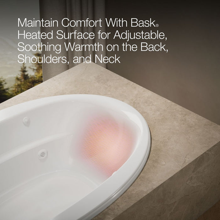 KOHLER K-6347-W1 Sunward 66" x 42" drop-in whirlpool bath with Bask heated surface, white - view 5