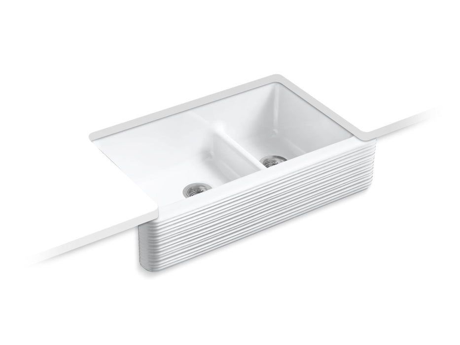 KOHLER K-6349 Whitehaven Smart Divide 35-11/16" Undermount Double-bowl Farmhouse Kitchen Sink