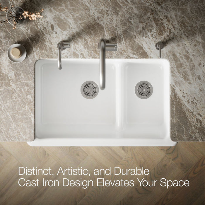 KOHLER K-6349 Whitehaven Smart Divide 35-11/16" Undermount Double-bowl Farmhouse Kitchen Sink - view 3