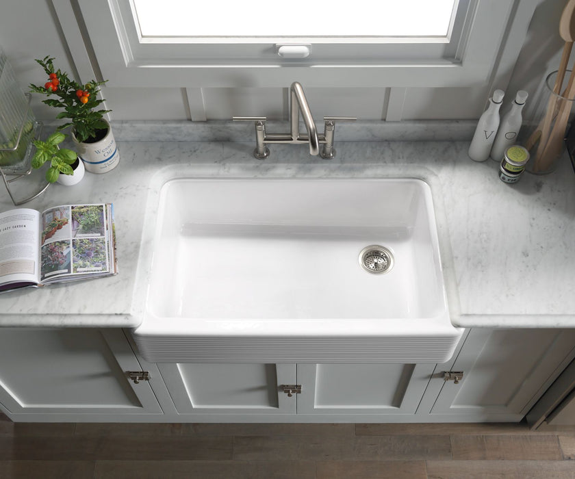 KOHLER K-6351-0 Hayridge Whitehaven K-6351 Whitehaven 35-11/16" Undermount Single-bowl Farmhouse Kitchen Sink