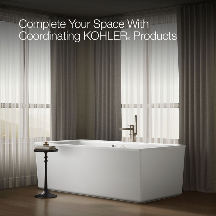 KOHLER K-6366-W1 Stargaze 72" x 36" freestanding bath with Bask heated surface and straight shroud, white - view 4