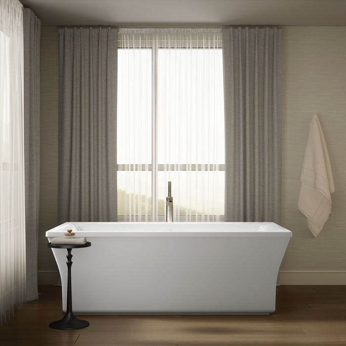 KOHLER K-6367-W1 Stargaze 72" x 36-1/4" freestanding bath with Bask heated surface and fluted shroud, white - view 5