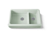 KOHLER K-6426 Whitehaven Smart Divide 35-1/2" undermount double-bowl farmhouse kitchen sink with short apron, aspen green