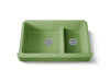 KOHLER K-6426 Whitehaven Smart Divide 35-1/2" undermount double-bowl farmhouse kitchen sink with short apron, fresh green