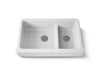KOHLER Whitehaven Smart Divide 35-1/2" undermount double-bowl farmhouse kitchen sink with short apron