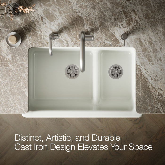 KOHLER K-6427 Whitehaven Smart Divide 35-3/4" undermount double-bowl farmhouse kitchen sink