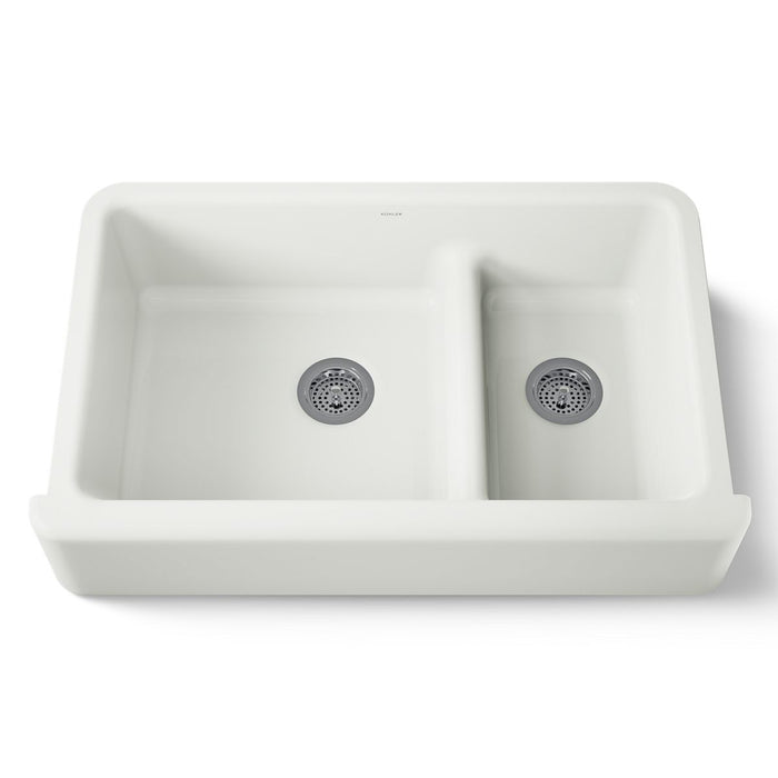 KOHLER K-6427 Whitehaven Smart Divide 35-3/4" undermount double-bowl farmhouse kitchen sink