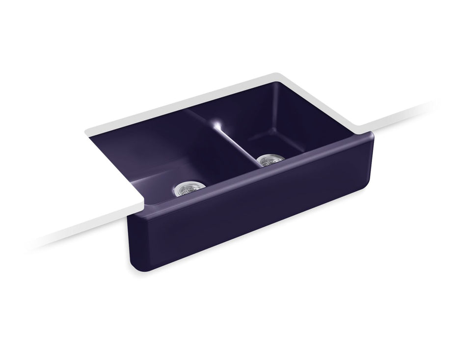 KOHLER Whitehaven Smart Divide 35-3/4" undermount double-bowl farmhouse kitchen sink