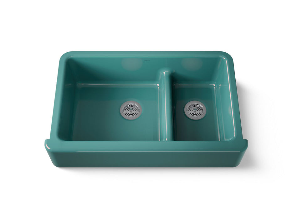 KOHLER Whitehaven Smart Divide 35-3/4" undermount double-bowl farmhouse kitchen sink