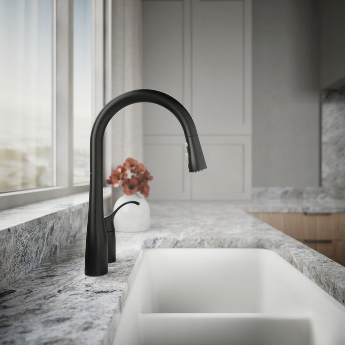 KOHLER Simplice Pull-down kitchen sink faucet with three-function sprayhead