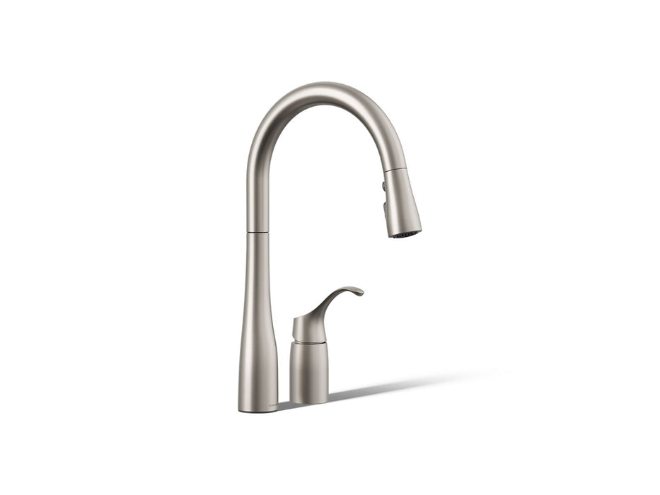 KOHLER Simplice Pull-down kitchen sink faucet with three-function sprayhead