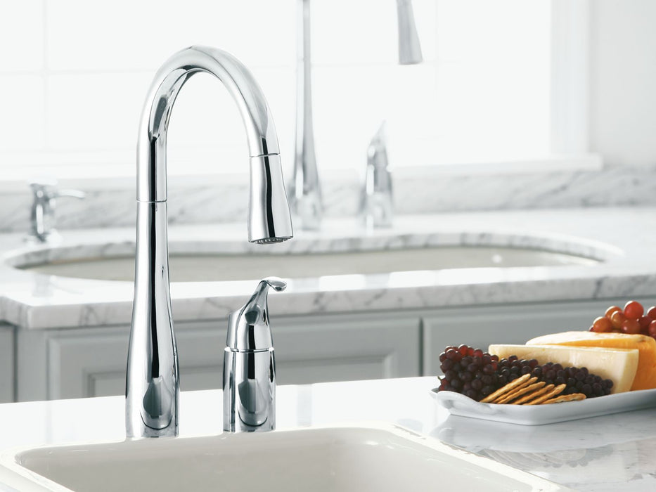 KOHLER K-649 Simplice Pull-down bar sink faucet with three-function sprayhead