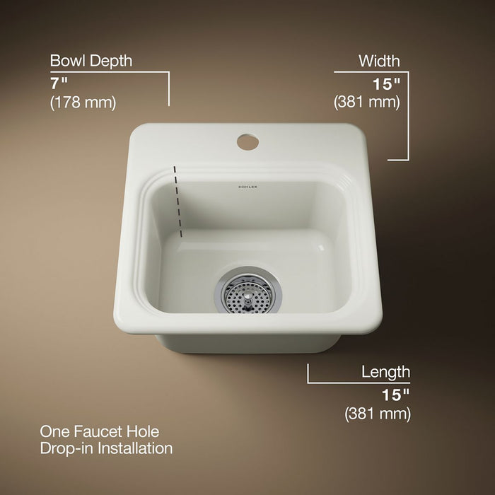 Kohler Northland 15" top-mount single-bowl bar sink