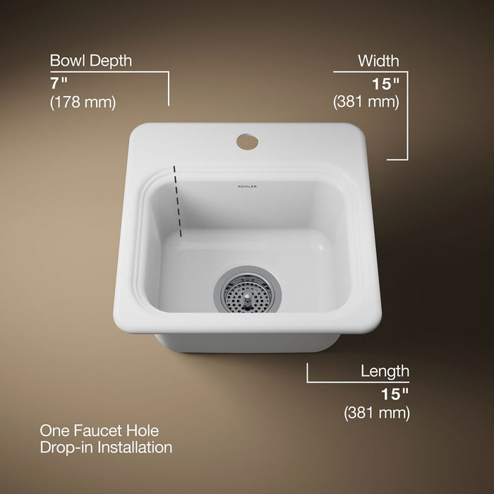 Kohler Northland 15" top-mount single-bowl bar sink